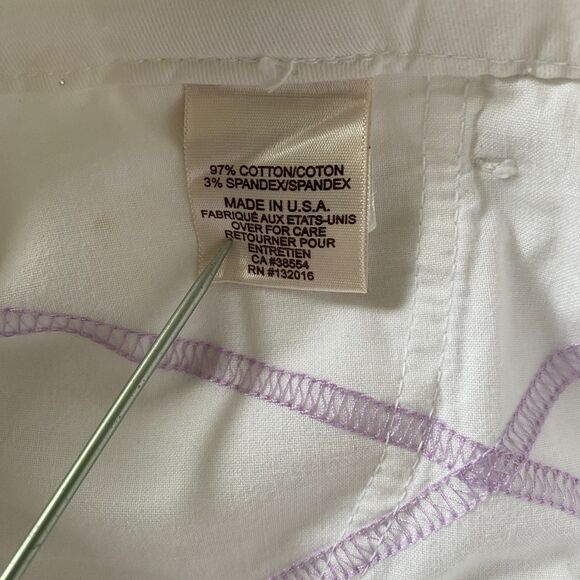 NYDJ White Lift Tuck Crop Chino Pants Cotton Blend Straight Crop Sz 6 - Picture 4 of 11